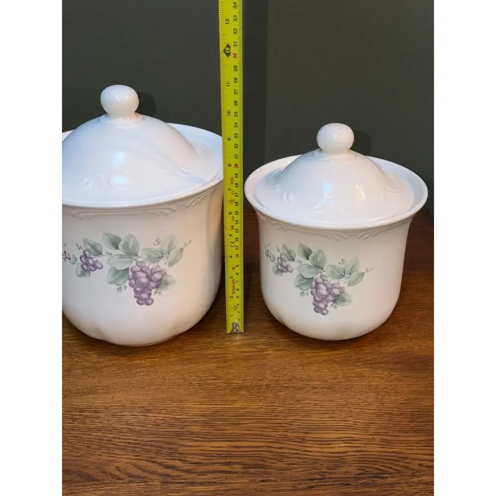 Set of 2 Vintage Pfaltzgraff Grapevine Canister Set